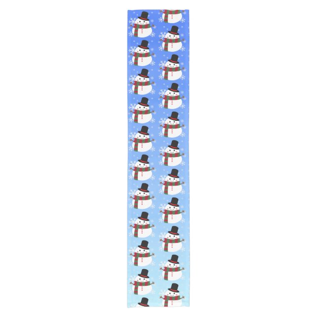 White Christmas Snowman Short Table Runner (Front)