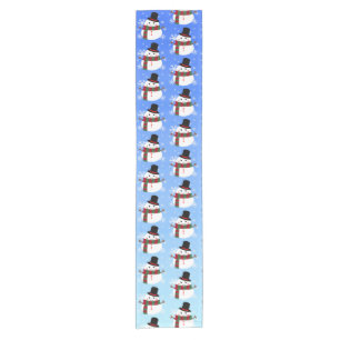 White Christmas Snowman Short Table Runner