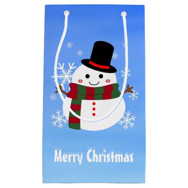 White Christmas Snowman Small Gift Bag (Front)
