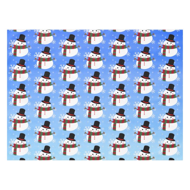 White Christmas Snowman Tablecloth (Front (Horizontal))