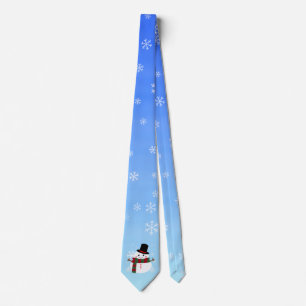 White Christmas Snowman Tie