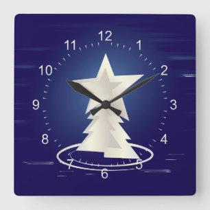 White Christmas Square Wall Clock
