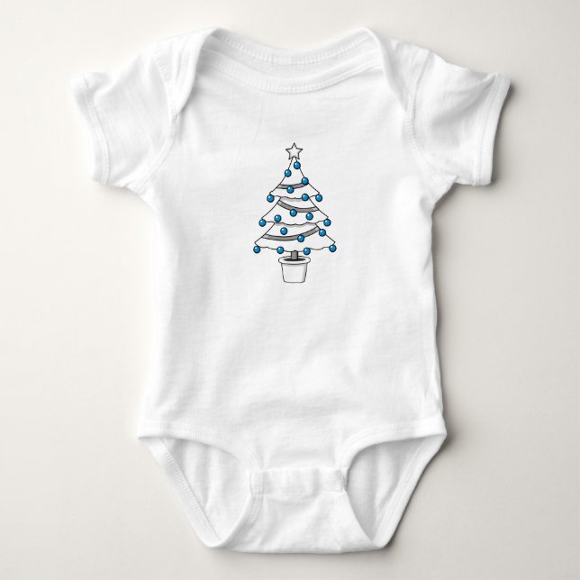 White Christmas Tree Baby Bodysuit (Front)