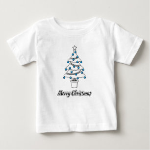 White Christmas Tree Blue Decorations - Merry Xmas Baby T-Shirt