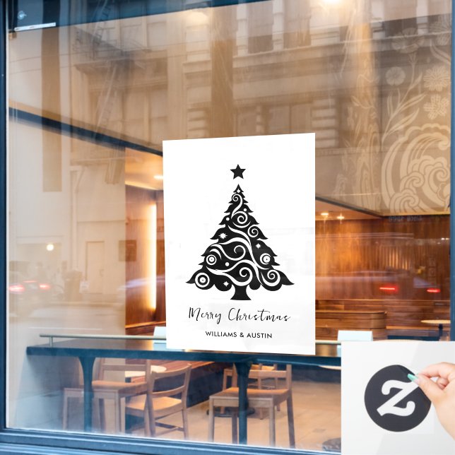 White Christmas Tree Business Window Decoration (Cafe Window)