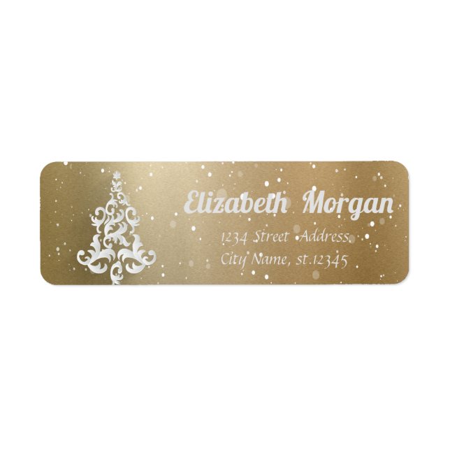 White Christmas Tree Gold Holiday,Christmas (Front)