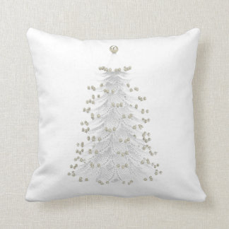 White Christmas Tree Holiday Throw Pillow