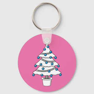 White Christmas Tree Key Ring