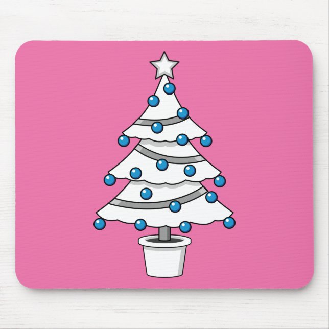 White Christmas Tree Mouse Pad (Front)