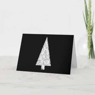 White Christmas Tree. On Black. Stylish. Holiday Card
