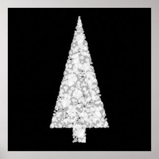 White Christmas Tree. On Black. Stylish. Poster