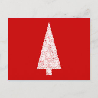 White Christmas Tree. On Red. Modern. Holiday Postcard