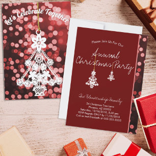White Christmas Tree Ornament  Invitation