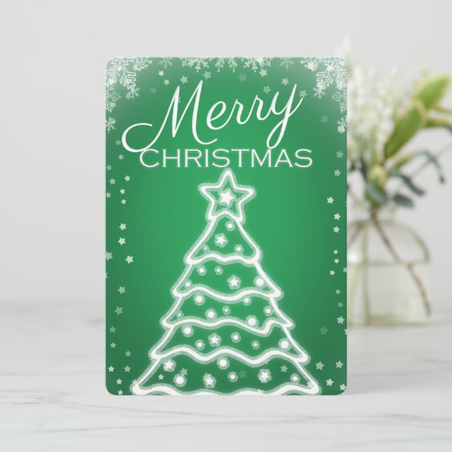 White Christmas Tree Photo Greeting Cards (Standing Front)