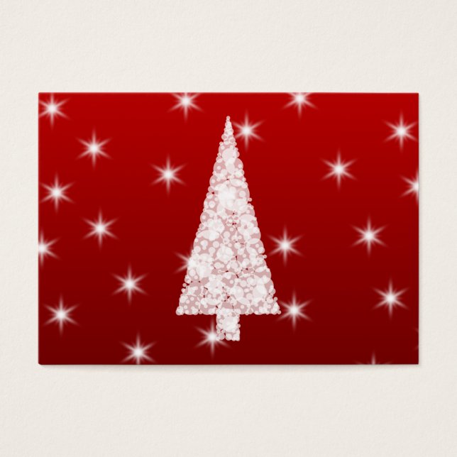 White Christmas Tree with Stars on Red. (Front)