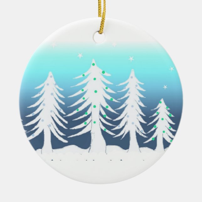 White Christmas Trees Ceramic Tree Decoration (Front)