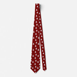 White Christmas Trees Dk Red Gift Tie