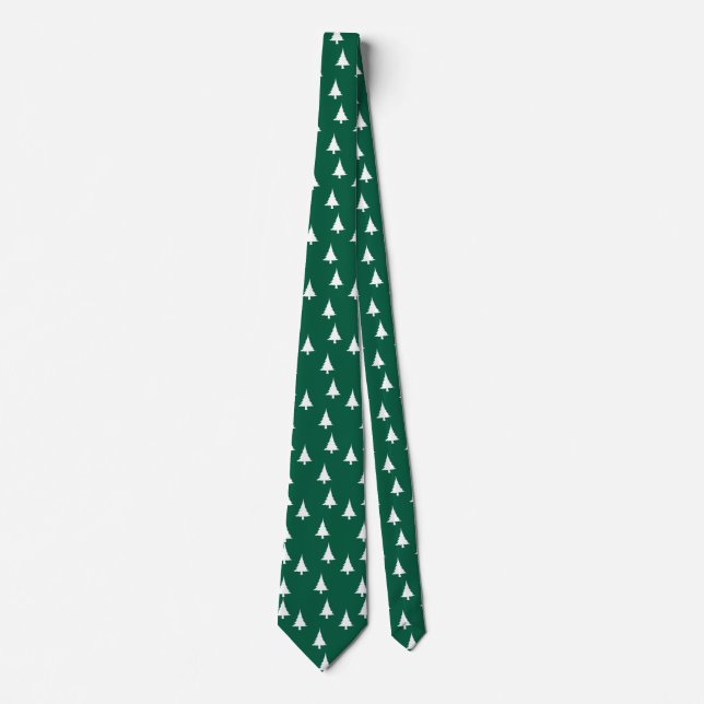 White Christmas Trees Green Gift  Tie (Front)