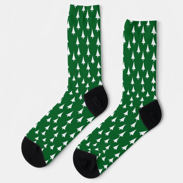 White Christmas Trees Green  Socks (Left)