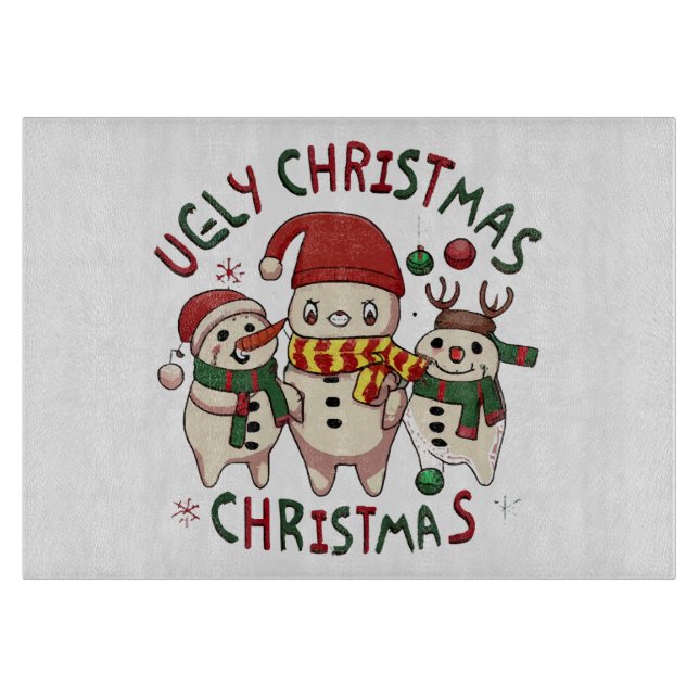 white Christmas ;UGLY CHRISTMAS Cutting Board (Front)