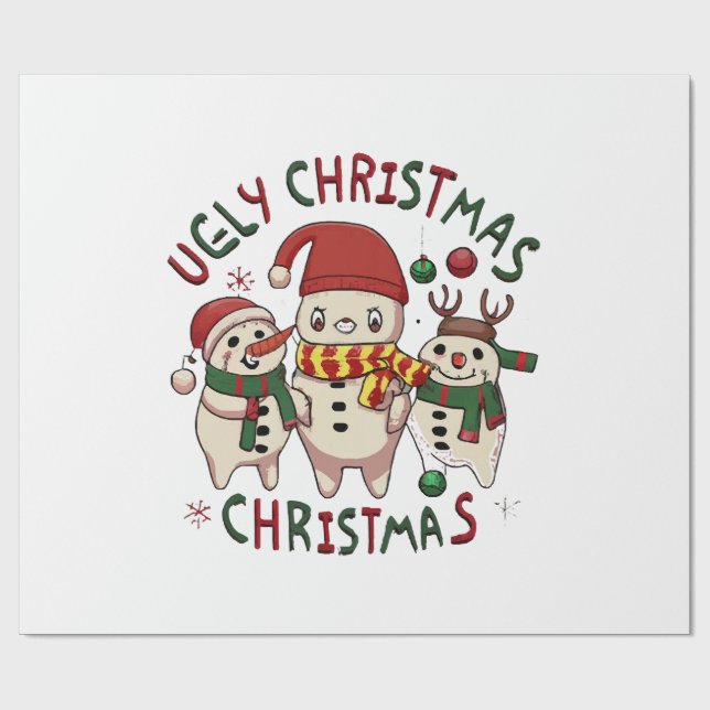 white Christmas ;UGLY CHRISTMAS Wrapping Paper (Flat)