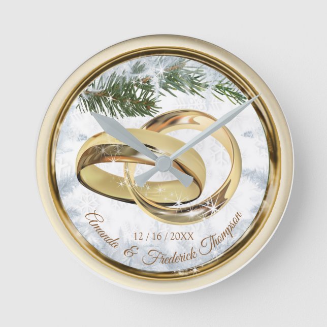 White Christmas Wedding Gift Clock (Front)