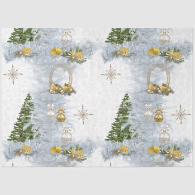White Christmas Wedding Repeat Design Tissue Paper (Front)