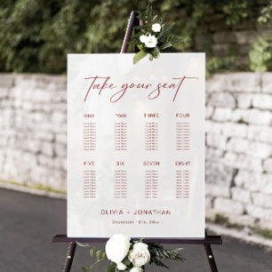 White Christmas Wedding Seating Chart 8 Tables