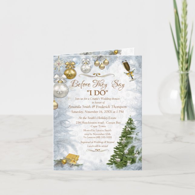 White Christmas Wedding Shower Invitation (Front)