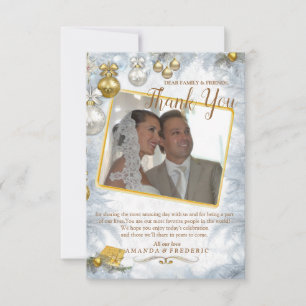 White Christmas Wedding Thank You Card