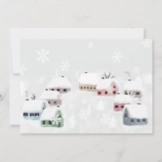 White Christmas Winter Snowy Day Illustration  Holiday Card