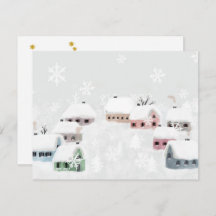 White Christmas Winter Snowy Day Illustration Mini