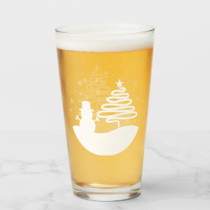 White Christmas Winter Wonderland Snowman Tree Glass