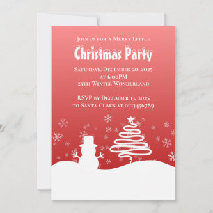 White Christmas Winter Wonderland Snowman Tree Invitation