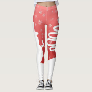 White Christmas Winter Wonderland Snowman Tree Leggings