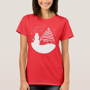 White Christmas Winter Wonderland Snowman Tree T-Shirt