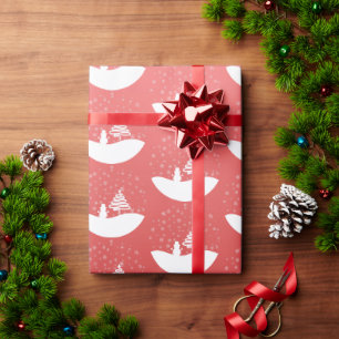 White Christmas Winter Wonderland Snowman Tree Wrapping Paper