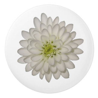White Chrysanthemum Ceramic Knob