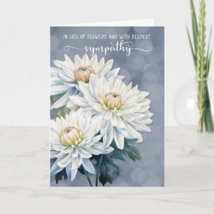 White Chrysanthemums on Blue Sympathy Card