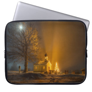 WHITE CHURCH AND BROWN TREE LAPTOP SLEEVE