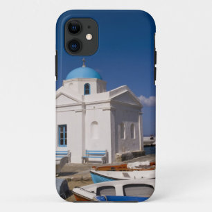 White church on the beach near the Aegean Sea on iPhone 11 Case