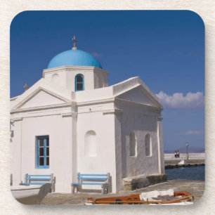 White church on the beach near the Aegean Sea on Coaster