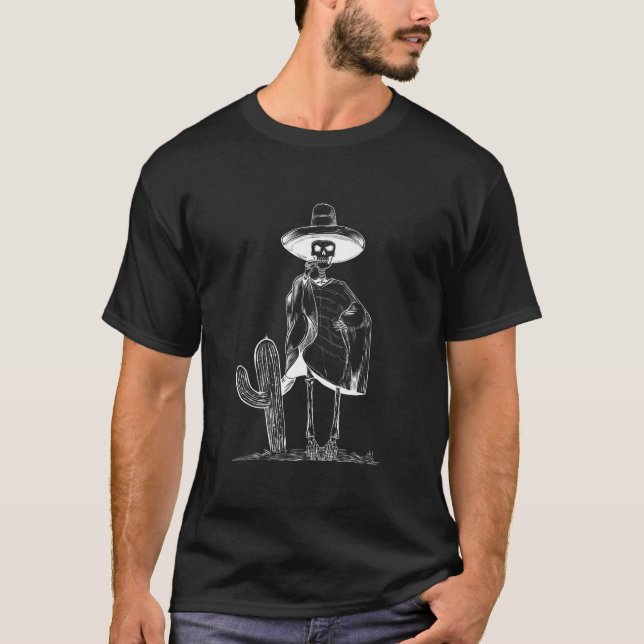 white cinco de mayo skeleton T-Shirt (Front)