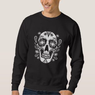 White Cinco De Mayo Stylized Sugar Skull Day Of Th Sweatshirt