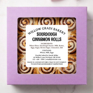 White Cinnamon Rolls Sourdough Cottage Law Label