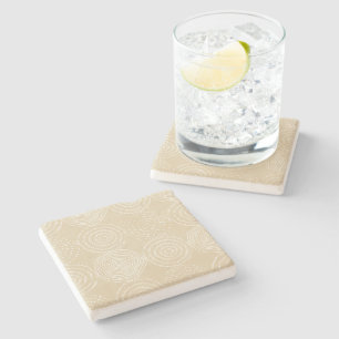 White Circles Dots Line Art Spirals Artistic Stone Coaster