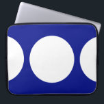 White Circles on Blue Laptop Sleeve<br><div class="desc">This bold geometric pattern features a white circle in the centre and two white half circles on the edges of a vibrant blue background. If you'd like to add a monogram or image to the design, click the "Customise it!" button. Digitally created image. Copyright © 2011 Claire E. Skinner. All...</div>
