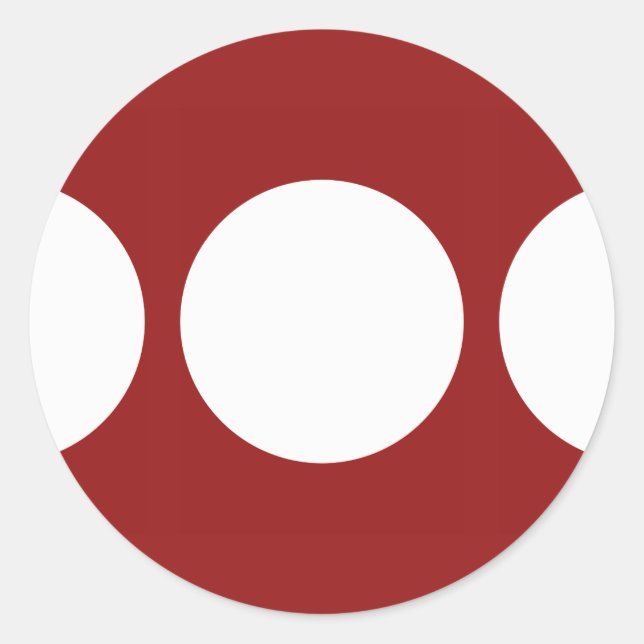 White Circles on Red Classic Round Sticker (Front)