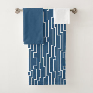 White Circuit Lines  Bath Towel Set