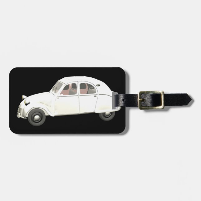 White Citroen 2CV - Addressfield empty Luggage Tag (Front Horizontal)